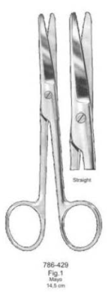 786-429 Ножницы Мейо хирургические прямые, 145мм 13-180
